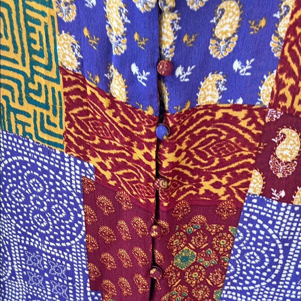 Zara Multicolor Patchwork Button Down Shirt - image 4